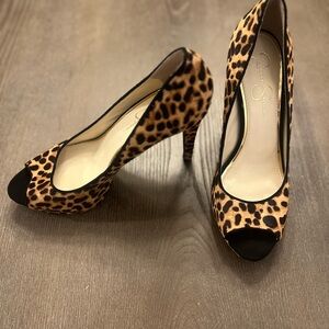 Jessica Simpson Animal Print Peep Toe Heels